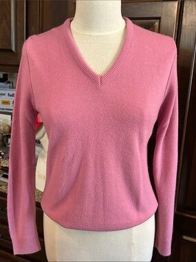 1970’s Sz S Women’s Pink V-Neck Knit Sweater Orlon
